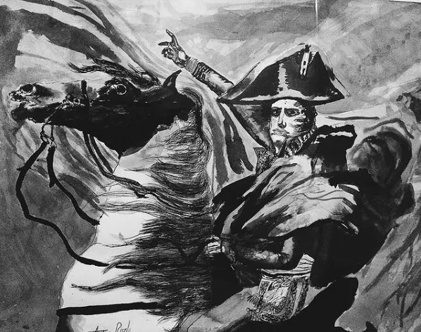 Napoleon Crossing the Alps after Jacques-Louis David - Ink 2014